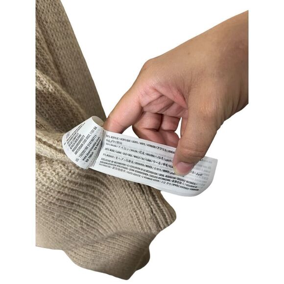 Abercrombie & Fitch Tan Shawl Neck Waterfall Front Sweater Cardigan Size M - Picture 8 of 9